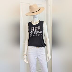 Black Sleeveless Graphic Tee Western/ Athletic Lifestyle